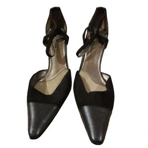 AK Anne Klein Pointed-Toe Ankle-Strap Heels | Sleek & Sculptural | Size 6